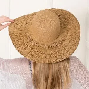 Ruffle Raffia Tassel Pointed Sun Hat Accessories | Black Ruffle Raffia Tassel Pointed Sun Hat  main image 2